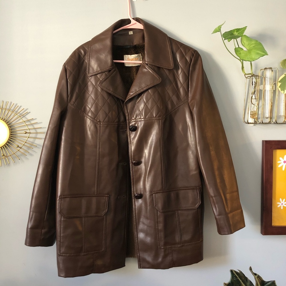 Dark brown faux leather jacket